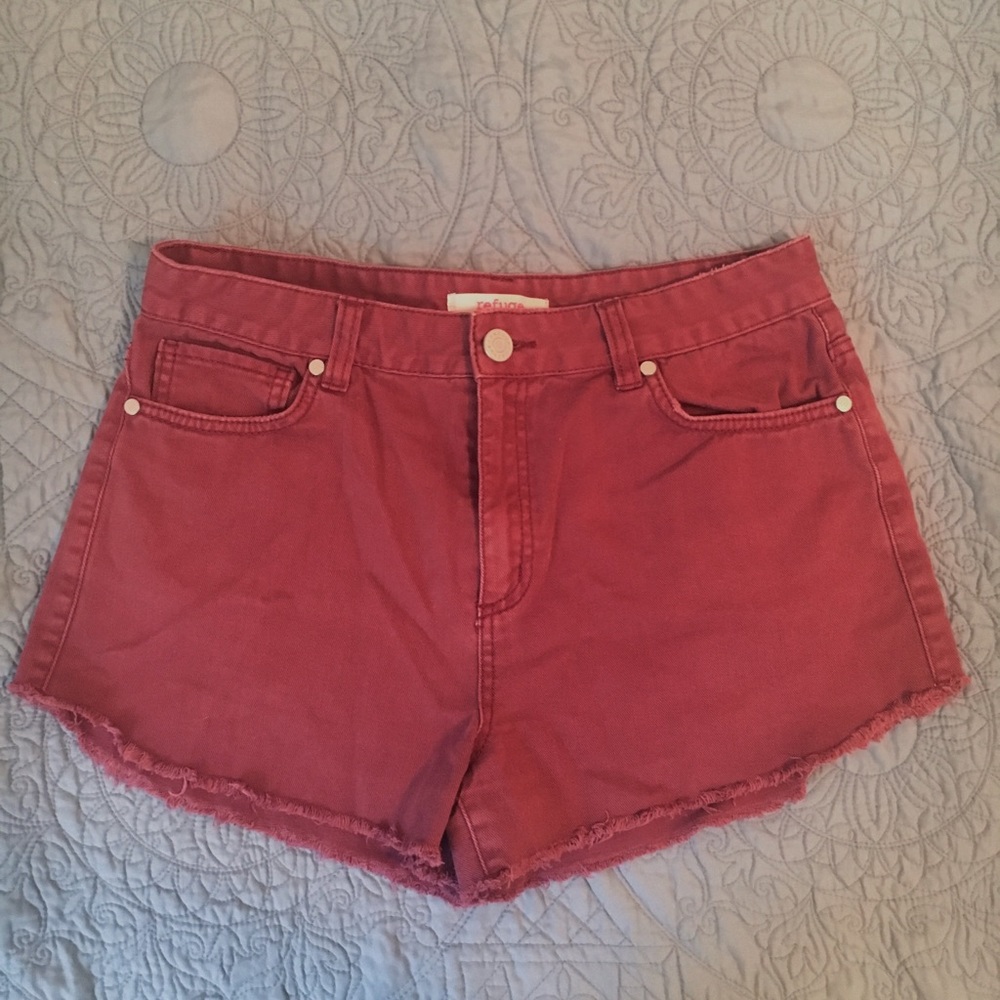 Maroon Jean Shorts